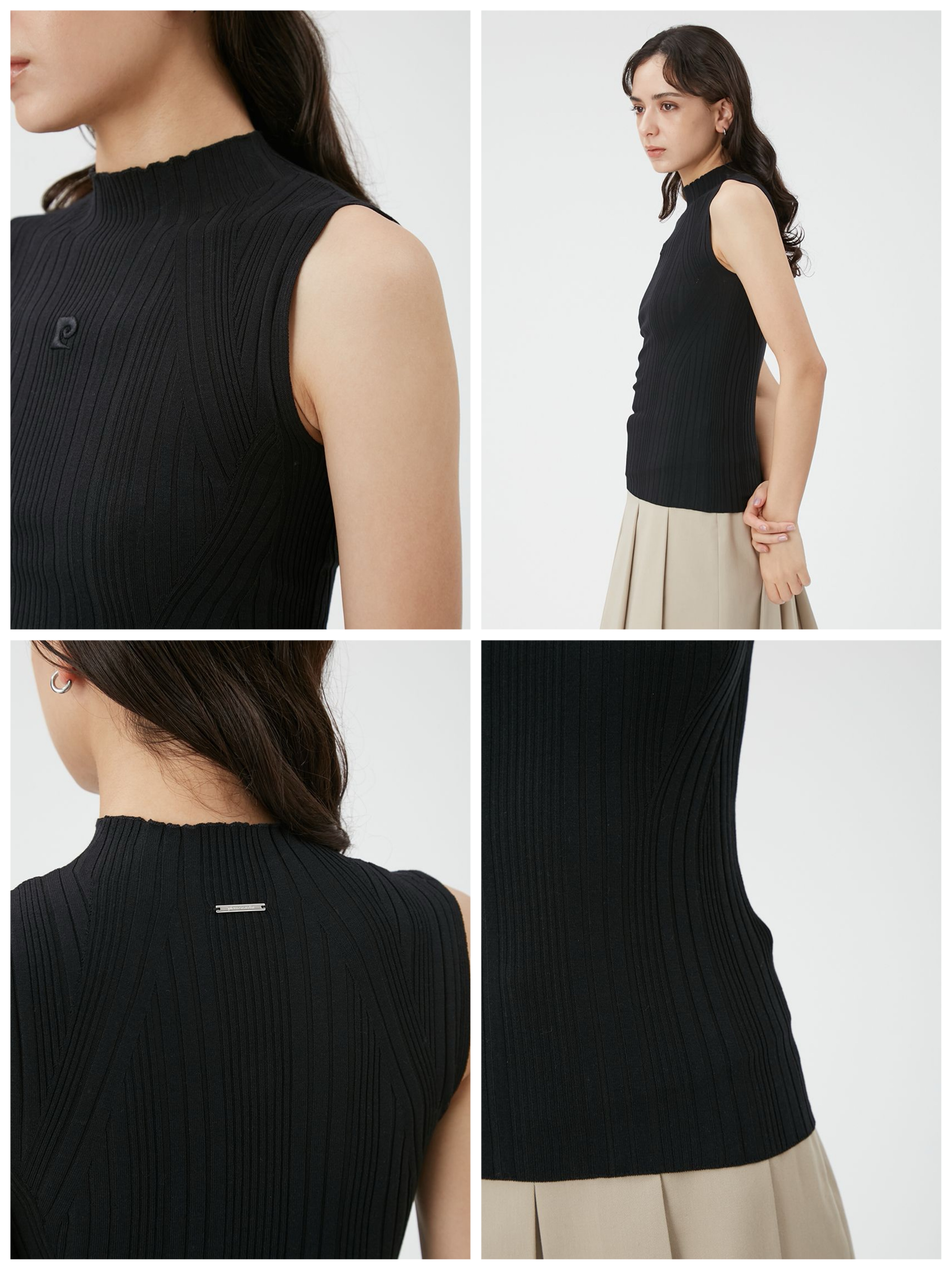 日本最級 新作！【pierre cardin】ノースリーブハイネックリブプル トップス